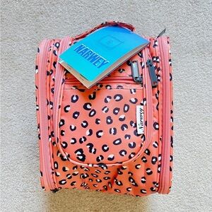 Coral Leopard Print Makeup Train Case
